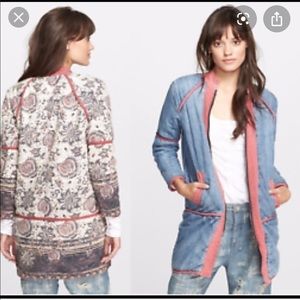 Free People Floral Quilted Reversible Coat